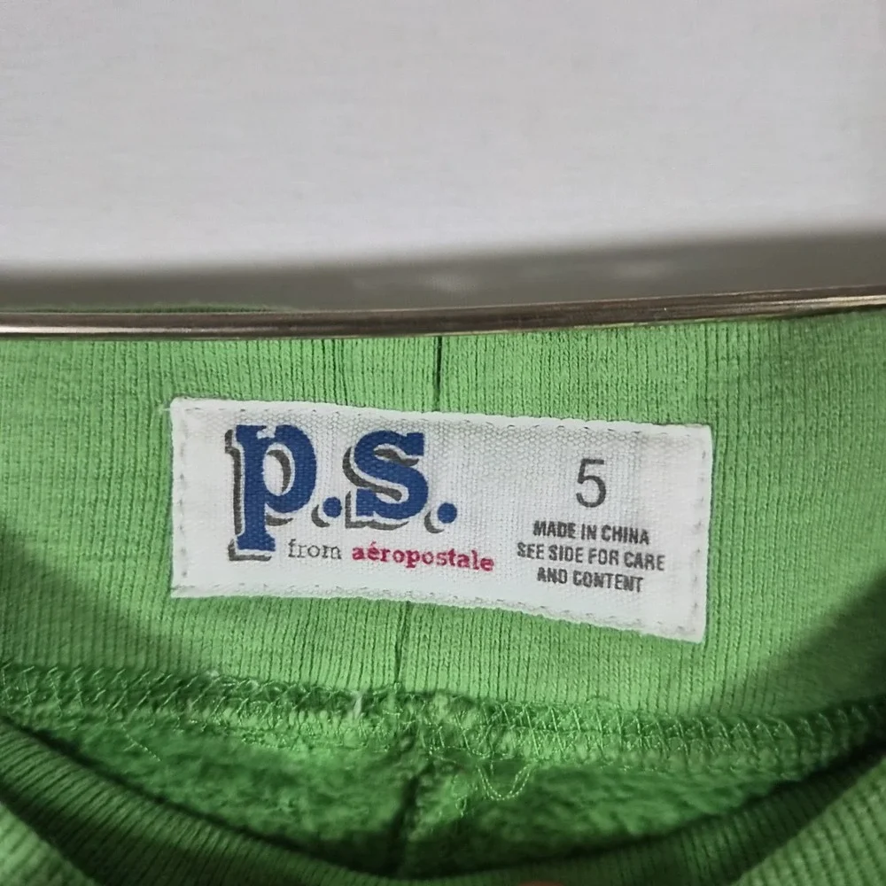 Y2k P.S. From Aeropostale Girls Size 5T Green Flare Sweatpants Logo